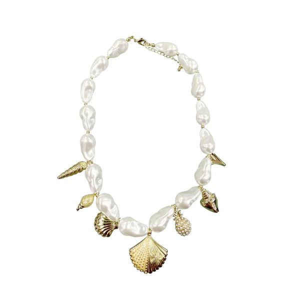 Mia Shell Pearl Charm Necklace-A001