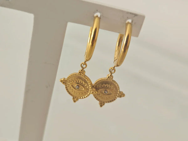 Boho Mini Pendant Huggie Earrings-A001