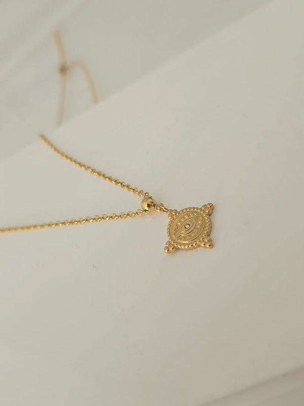 Boho Mini evil eye Pendant Necklace-A001