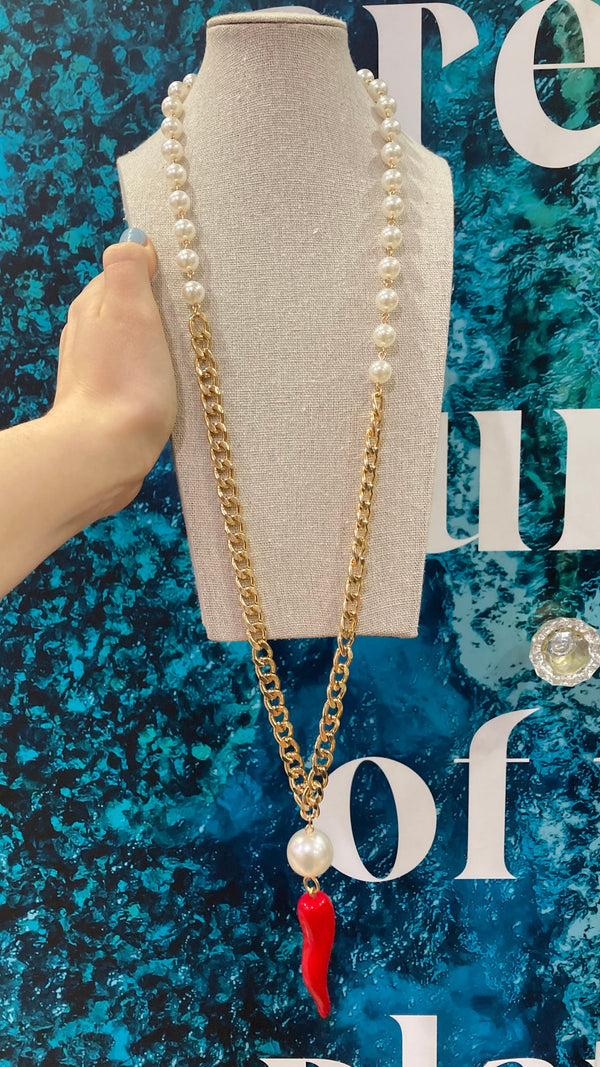 Lucky Horn Long Necklace-A001