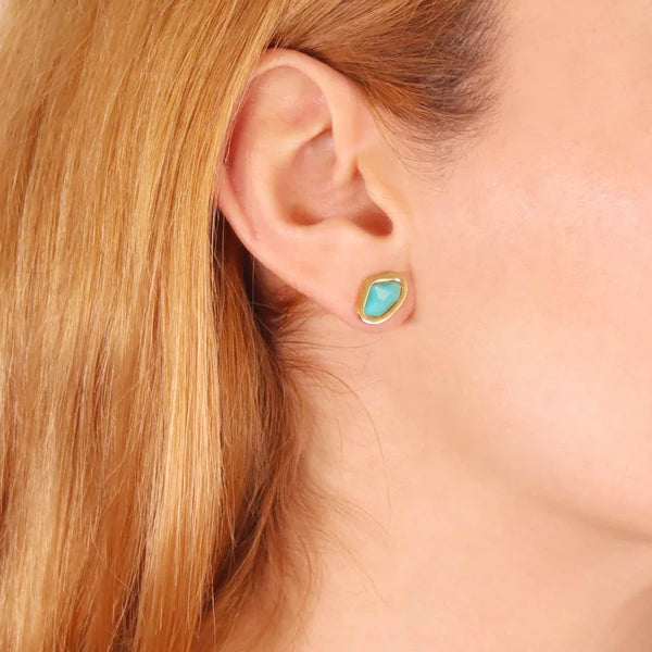 Aqua Clam Earrings-A001