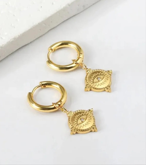 Boho Mini Pendant Huggie Earrings-A001