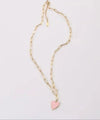 Pink Enamel Heart Necklace-A001