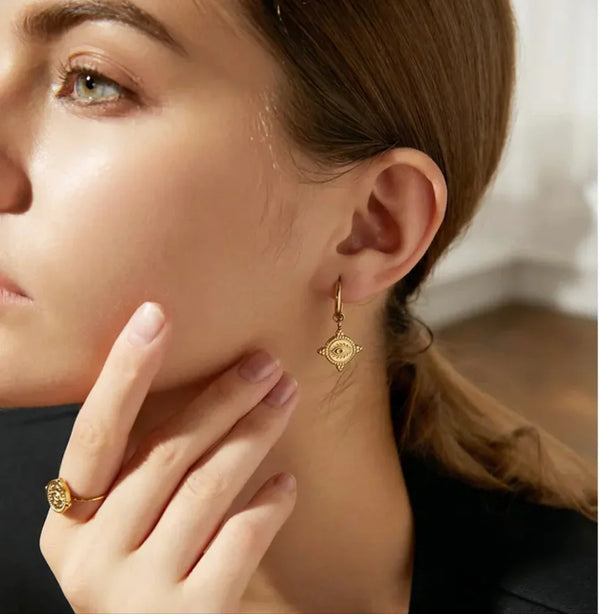 Boho Mini Pendant Huggie Earrings-A001