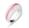 Candy Stripe Dome Neon Pink Silver Ring-A001