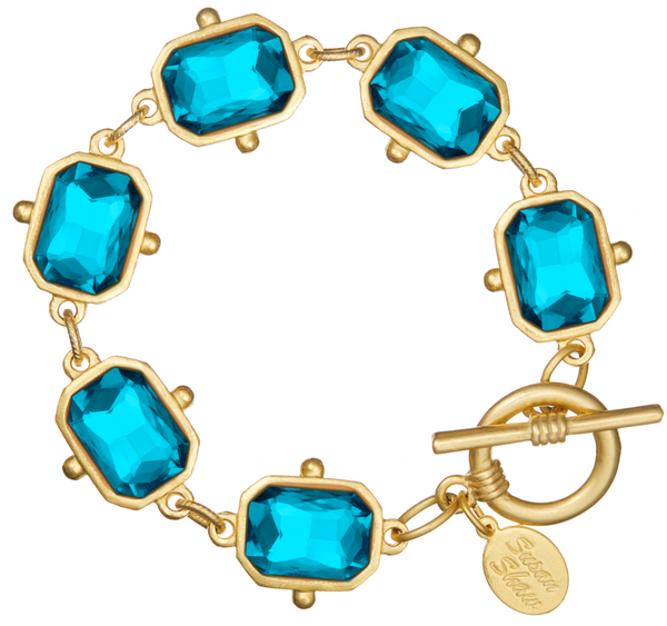 Handcast Gold Rectangle Crystal Bracelet-A001