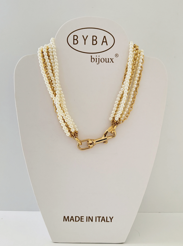 Multi Chain Pearl Necklace-A001