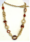 Mixed Material Long Belt/ Necklace with Rings-A001