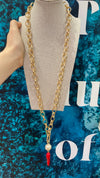 Gold chain with Pearl and Horn Necklace-A001