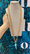 Gold chain with Pearl and Horn Necklace-A001