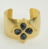 Handcast Gold Clover with Genuine Smokey Grey Quartz Stone Cuff Bracelet-A001